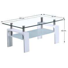 KONDELA Konferenční stolek, bílá extra vysoký lesk HG / sklo, LIBOR NEW