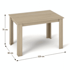 KONDELA Jídelní stůl, dub sonoma, 120x80 cm, KRAZ
