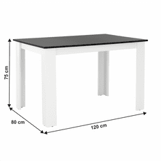 BPS-koupelny Jídelní stůl, bílá / černá, 120x80 cm, KRAZ