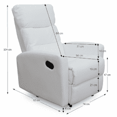 KONDELA Relaxační křeslo, ekokůže, bílá, SILAS