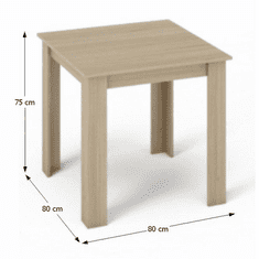 KONDELA Jídelní stůl, dub sonoma, 80x80 cm, KRAZ
