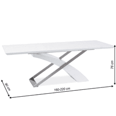BPS-koupelny Jídelní stůl, bílá / bílá extra vysoký lesk HG, 160-220x90 cm, KROS