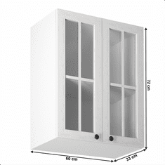 KONDELA Horní dvoudveřová skříňka se sklem G60, bílá / sosna andersen, PROVANCE