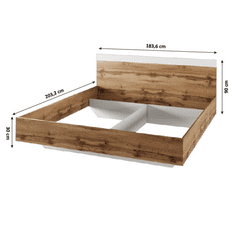 KONDELA Manželská postel, 180x200, dub wotan / bílá, GABRIELA