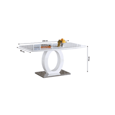 BPS-koupelny Jídelní stůl, bílá vysoký lesk / ocel, 150x80 cm, ZARNI