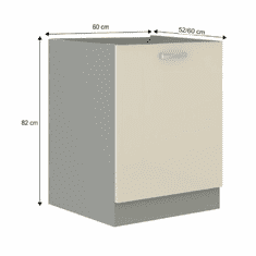 KONDELA Skříňka dolní, krémová extra vysoký lesk/šedá, PRADO 60 D 1F BB
