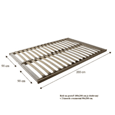 BPS-koupelny Rošt vyklápěcí, 180x200 (2 ks 90x200 cm), BASIC FLEX FRONT