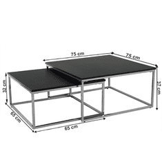 KONDELA Konferenční stolky, set 2 ks, černá / chrom, AMIAS