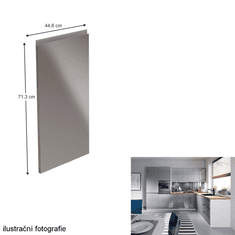 KONDELA Dvířka na myčku, bílá / šedá extra vysoký lesk HG, 44,6x71,3, AURORA