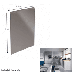 KONDELA Dvířka na myčku, bílá / šedá extra vysoký lesk HG, 59,6x57, AURORA