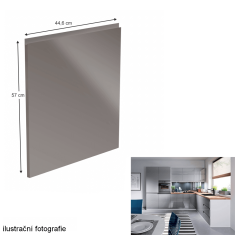 KONDELA Dvířka na myčku, bílá / šedá extra vysoký lesk HG, 44,6x57, AURORA