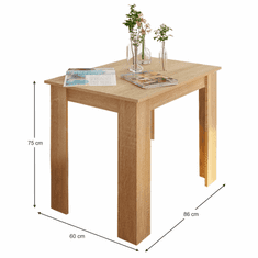 KONDELA Jídelní stůl, dub sonoma, 86x60 cm, TARINIO