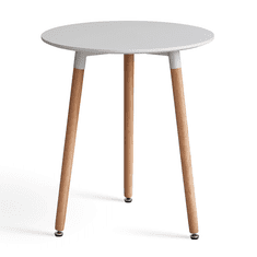KONDELA Jídelní stůl, bílá/buk, průměr 60 cm, průměr 60 cm, ELCAN
