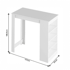 KONDELA Barový stůl, bílá, 117x57 cm, Austen