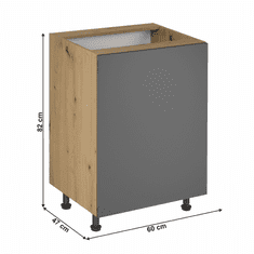 KONDELA Spodní skříňka, dub artisan / šedý mat, univerzálni, LANGEN D60