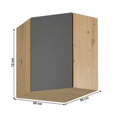 KONDELA Horní skříňka, dub artisan/šedý mat, LANGEN G60N