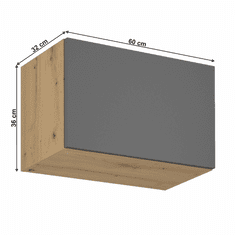 KONDELA Horní skříňka, dub artisan/šedý mat, LANGEN G60KN