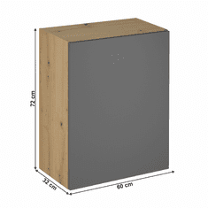 KONDELA Horní skříňka, dub artisan/šedý mat, univerzální, LANGEN G60