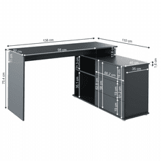 BPS-koupelny Univerzální rohový PC stůl, grafit, TERINO