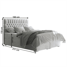 BPS-koupelny Postel boxspring, světle šedá, 160x200, FONDA