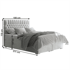 BPS-koupelny Postel boxspring, světle šedá, 180x200, FONDA