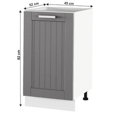 KONDELA Spodní skříňka, tmavě šedá/bílá, JULIA TYP 54
