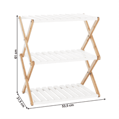 KONDELA 3-poličkový regál, přírodní bambus/bílá, PEORIA TYP 2