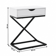 KONDELA Příruční/noční stolek, bílá/černá, VIRED