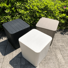 KONDELA Zahradní úložný box / příruční stolek, bílá, IBLIS