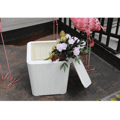 KONDELA Zahradní úložný box / příruční stolek, bílá, IBLIS