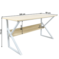 BPS-koupelny Psací stůl, s policí, dub přírodní / bílá, TARCAL 100