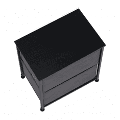KONDELA Komoda / noční stolek s látkovými šuplíky, černá / tmavě šedá, PALMERA TYP 1