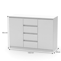 KONDELA 2 dveřová komoda se 4 šuplíky, bílá, HANY NEW 010