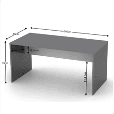 KONDELA Psací stůl, grafit / bílá, RIOMA NEW TYP 16