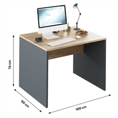 KONDELA Psací stůl, grafit / dub artisan, RIOMA NEW TYP 12