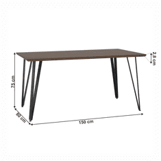 KONDELA Jídelní stůl, dub / černá, 150x80 cm, FRIADO