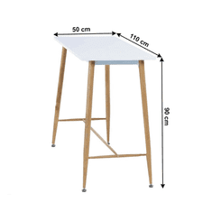KONDELA Barový stůl, bílá / buk, 110x50 cm, DORTON