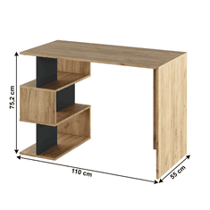KONDELA PC stůl, dub artisan / grafit, Abes