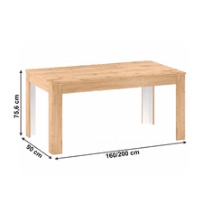 BPS-koupelny Rozkládací jídelní stůl, dub apalačský, 160-200x90 cm, PUSAN S