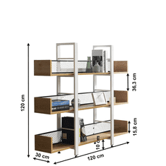 KONDELA 3-policový regál, bílá / černá, akácie, KILIS TYP 1
