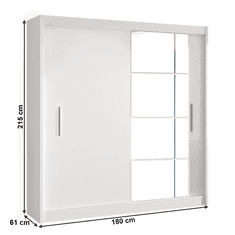BPS-koupelny Skříň s posuvnými dveřmi, bílá, 180x215, LOW