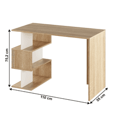 KONDELA PC stůl, dub sonoma / bílá, Abes