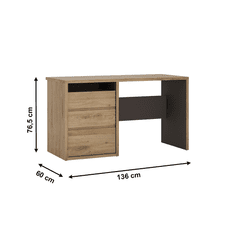 KONDELA PC stůl, dub shetland, SHELDON TYP 80