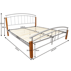 BPS-koupelny Manželská postel, dřevo olše/stříbrný kov, 140x200, MIRELA