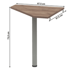 KONDELA Rohový stolek, kraft dunkel/kov, JOHAN 2 NEW 06