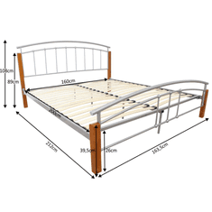 BPS-koupelny Manželská postel, dřevo olše/stříbrný kov, 160x200, MIRELA