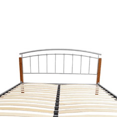 KONDELA Manželská postel, dřevo olše/stříbrný kov, 160x200, MIRELA