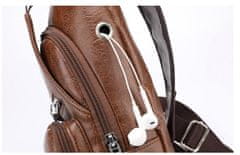 INTEREST Pánská taška na hruď s nabíjecím portem USB - Hnědá.