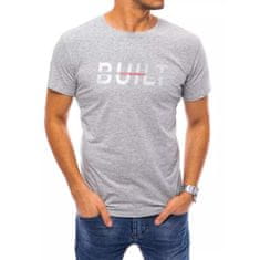 Dstreet Pánské tričko s potiskem BUILT světle šedé rx4726 XXL
