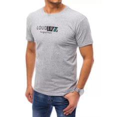 Dstreet Pánské tričko s potiskem LOUDER světle šedé rx4727 XL